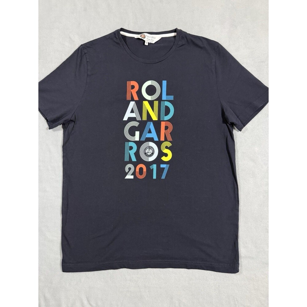 Roland Garros 2017 French Open Official T-Shirt XL Navy Blue 100% Cotton Paris